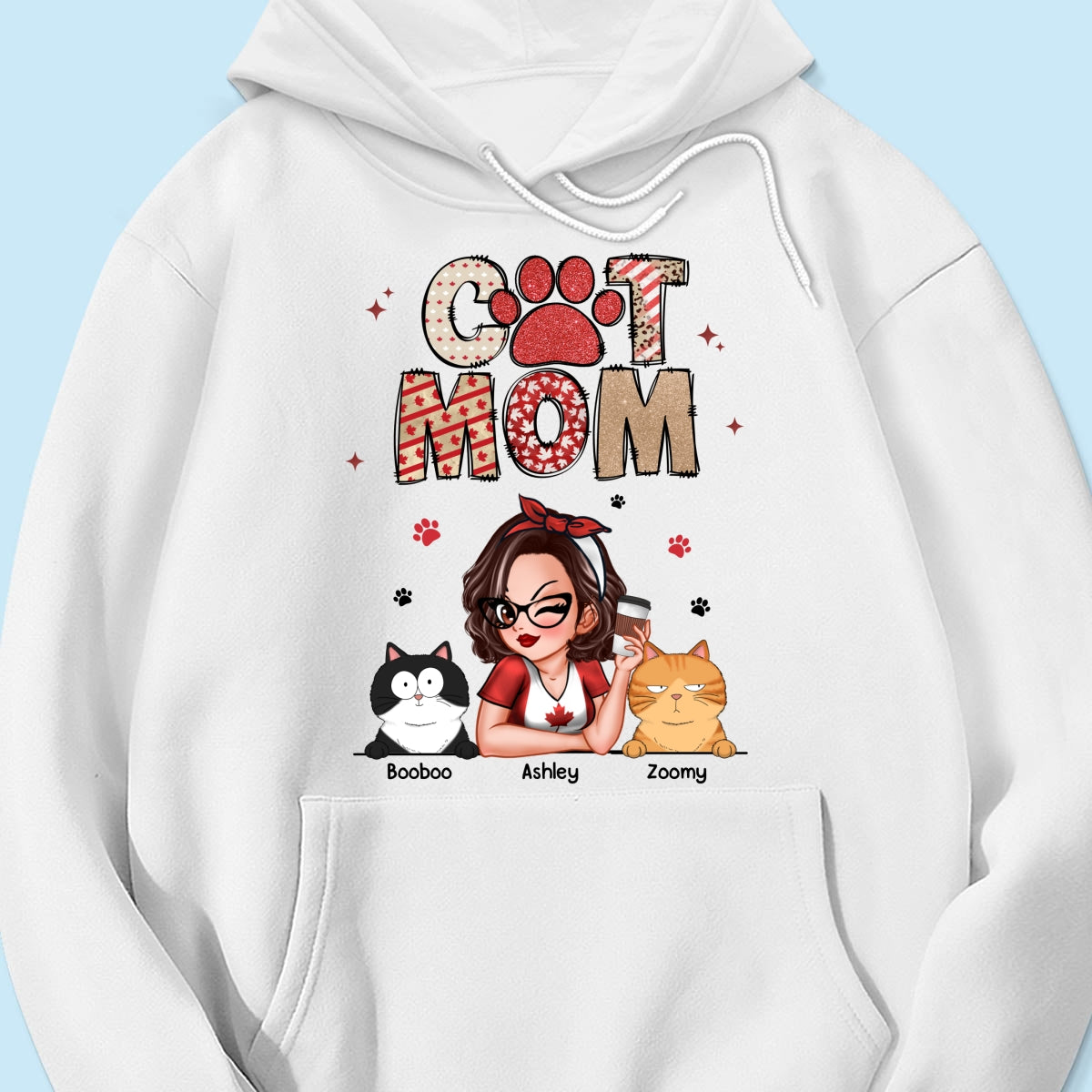 Cat Mom Canada Flag Sparkly Pattern Personalized Shirt, Canada Day