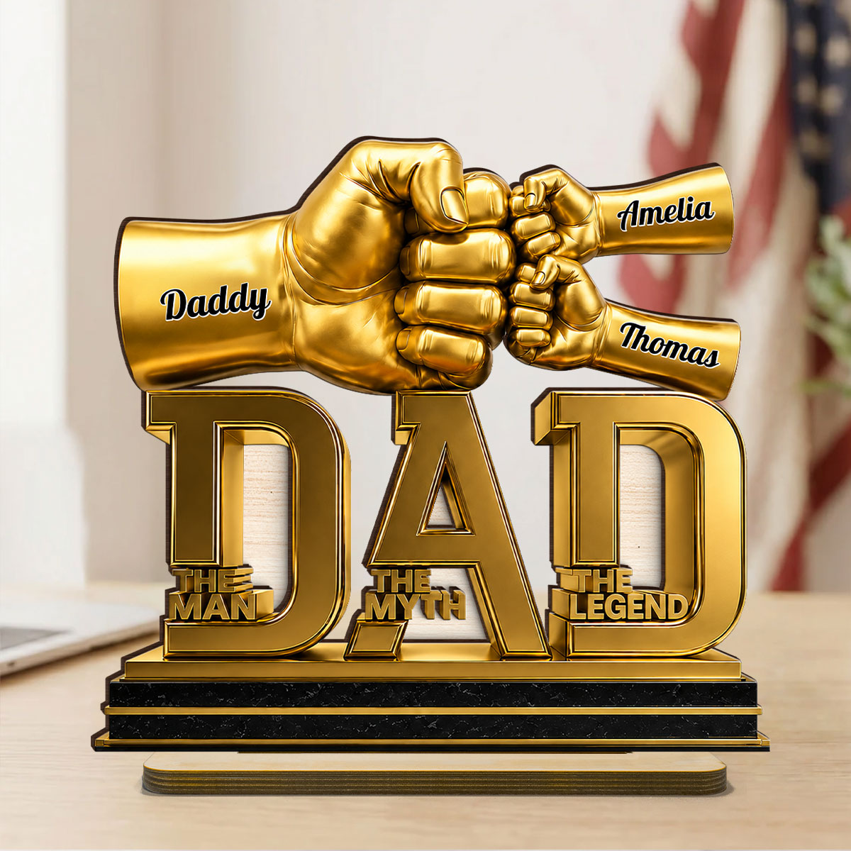 Dad The Man The Myth The Legend - Personalized 2-Layered Wooden Plaque - Gift for Dad, Husband