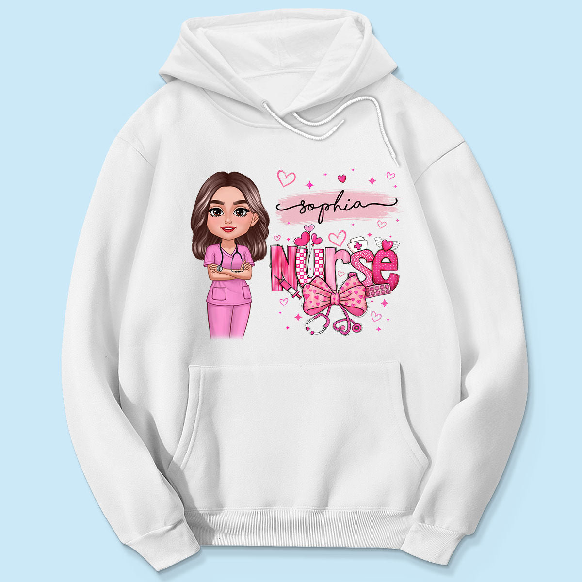 Nurse Pink Coquette Bow Personalized Shirt, Birthday Gift For Nurse Wife Girlfriend Bestie