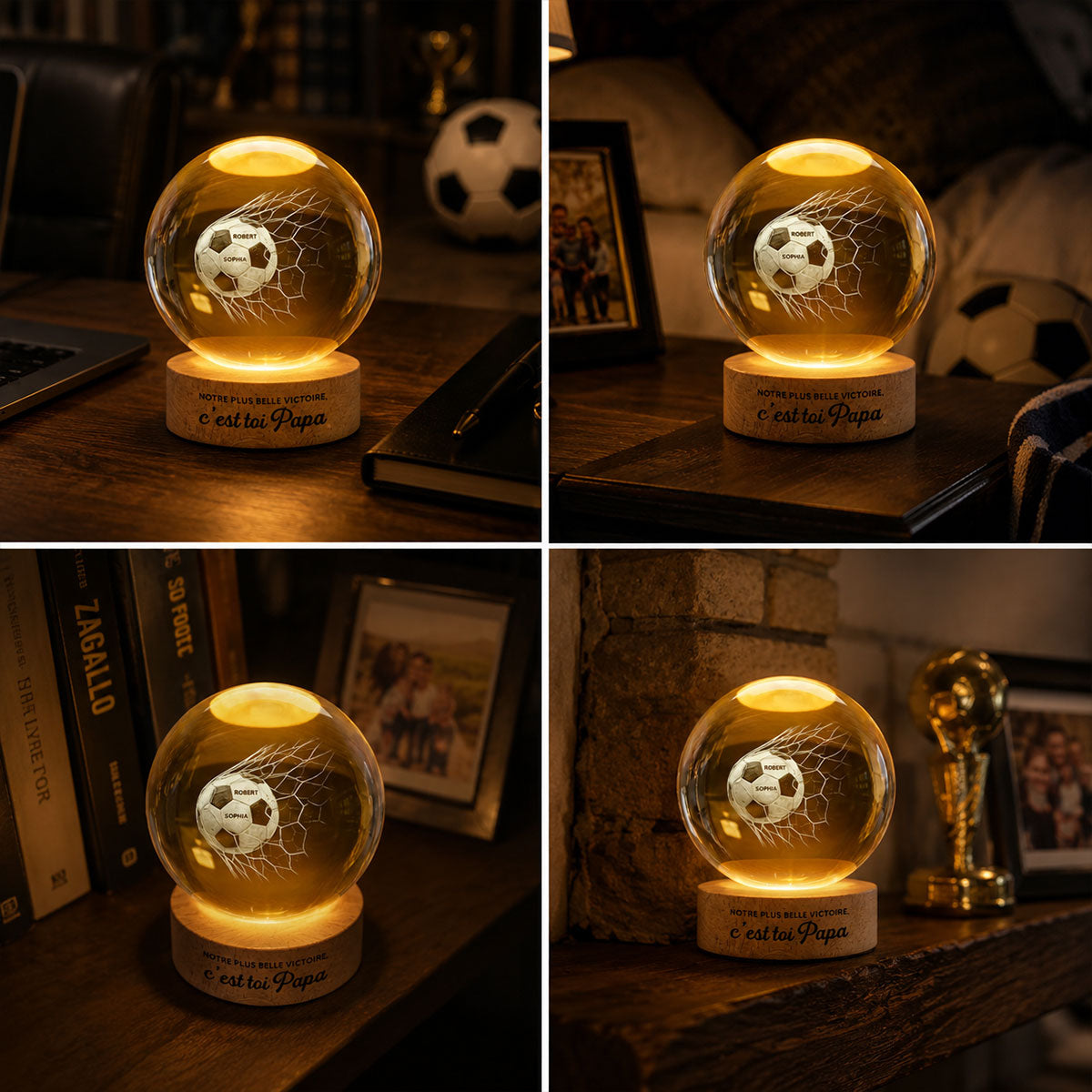 Notre plus belle victoire c’est toi Papa – Veilleuse LED Boule de Cristal Personnalise – Cadeau de Fte des Pres