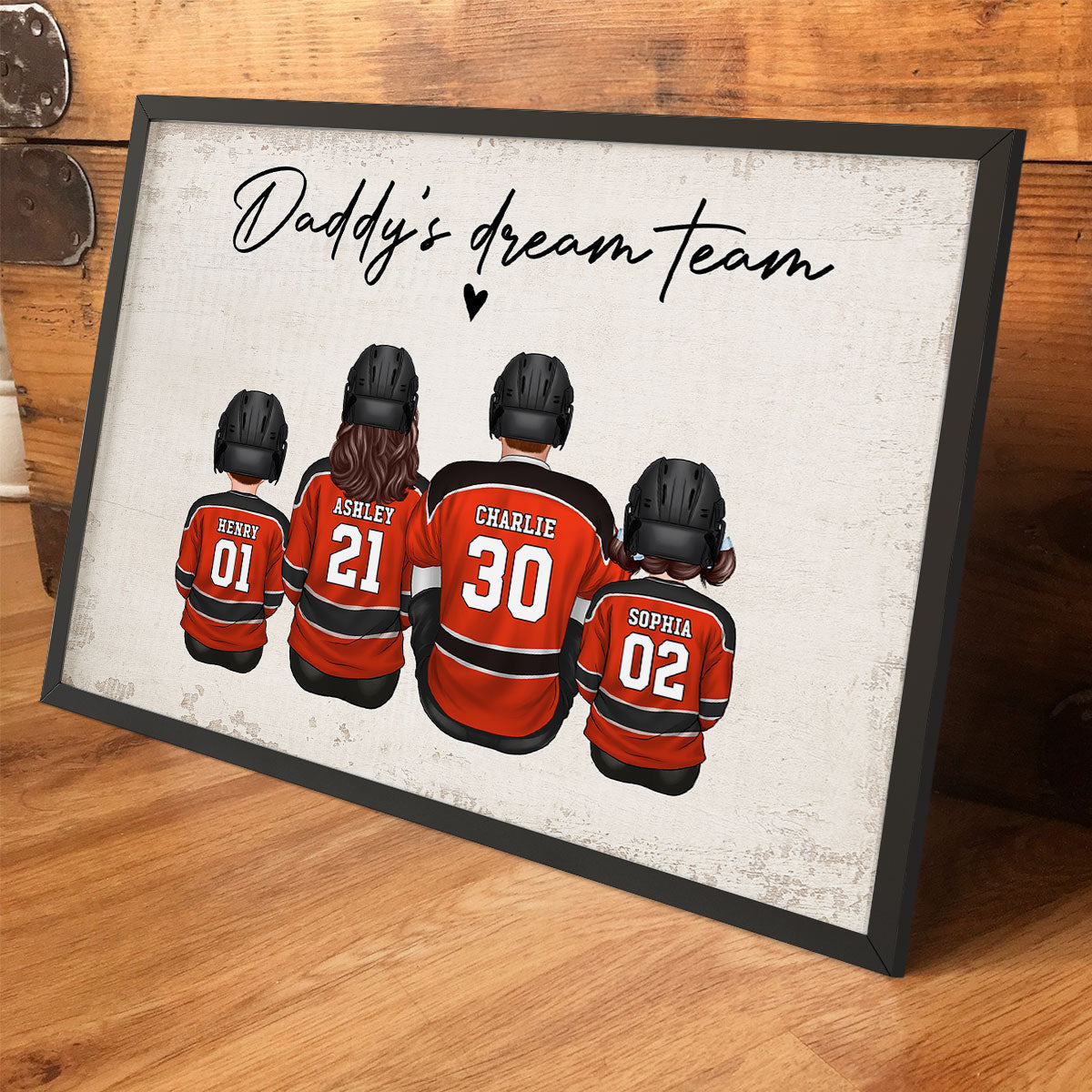 Hockey Team Personalized Poster Custom Gift for Dad Grandpa Husband and Family Home Decor