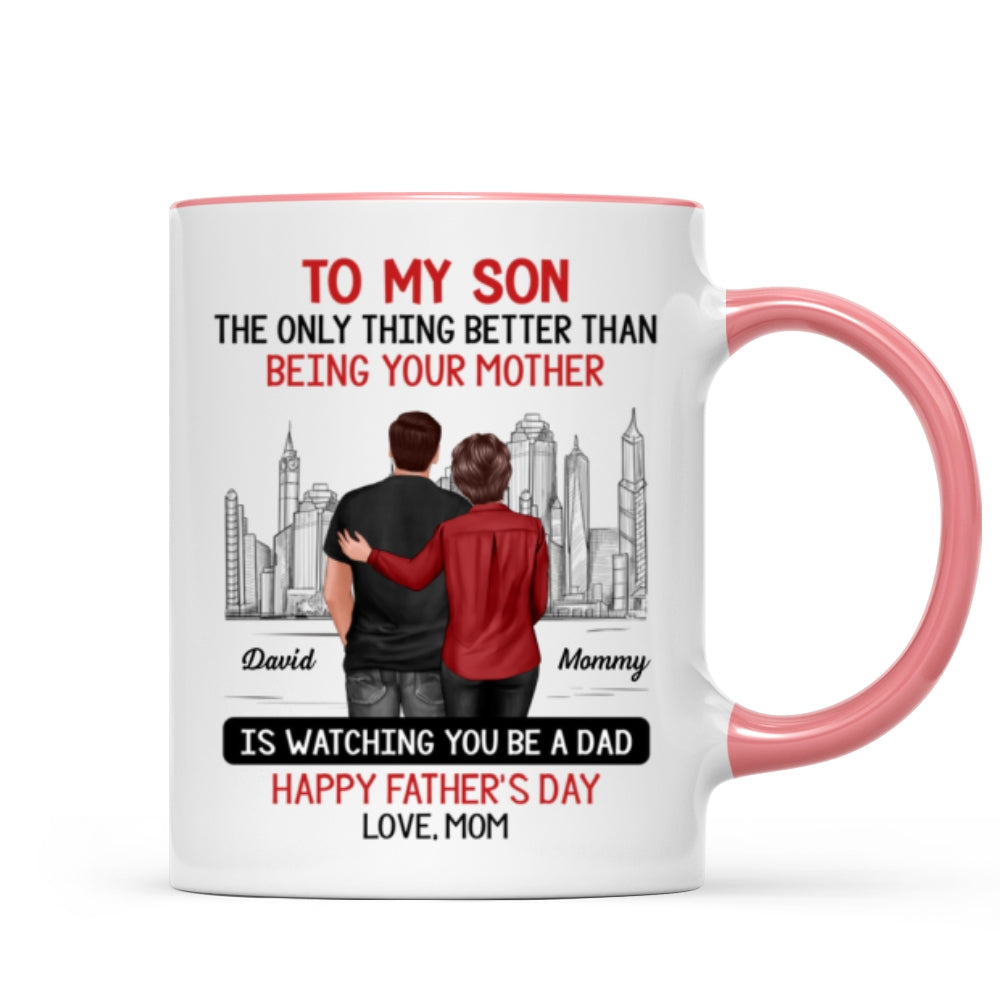 Skyline To My Son From Mom Happy Father‘s Day Personalized Mug