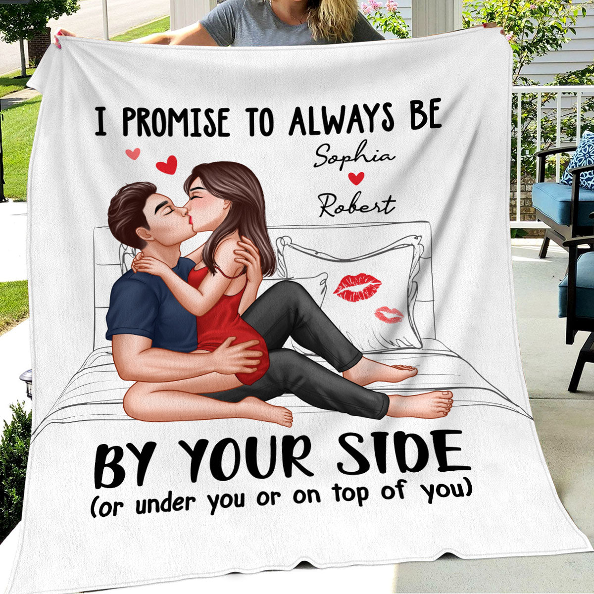 Sexy Kissing Couple Promise To Always By Your Side Personalized Fleece Blanket