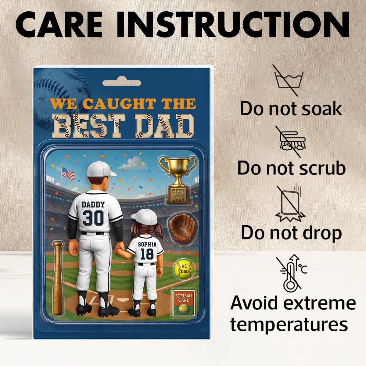 Baseball Dad Action Figure - Personalized Acrylic Block Plaque - Gift for Dad, Husband