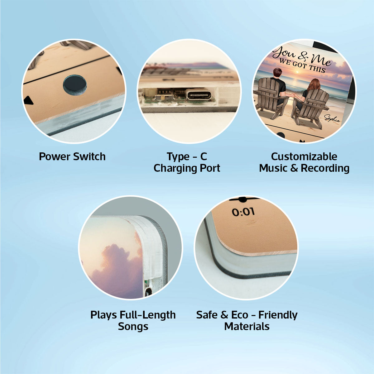 Couple Back View At Beach Favorite Song Personalized Bluetooth Music Fridge Magnet, Gift For Couple