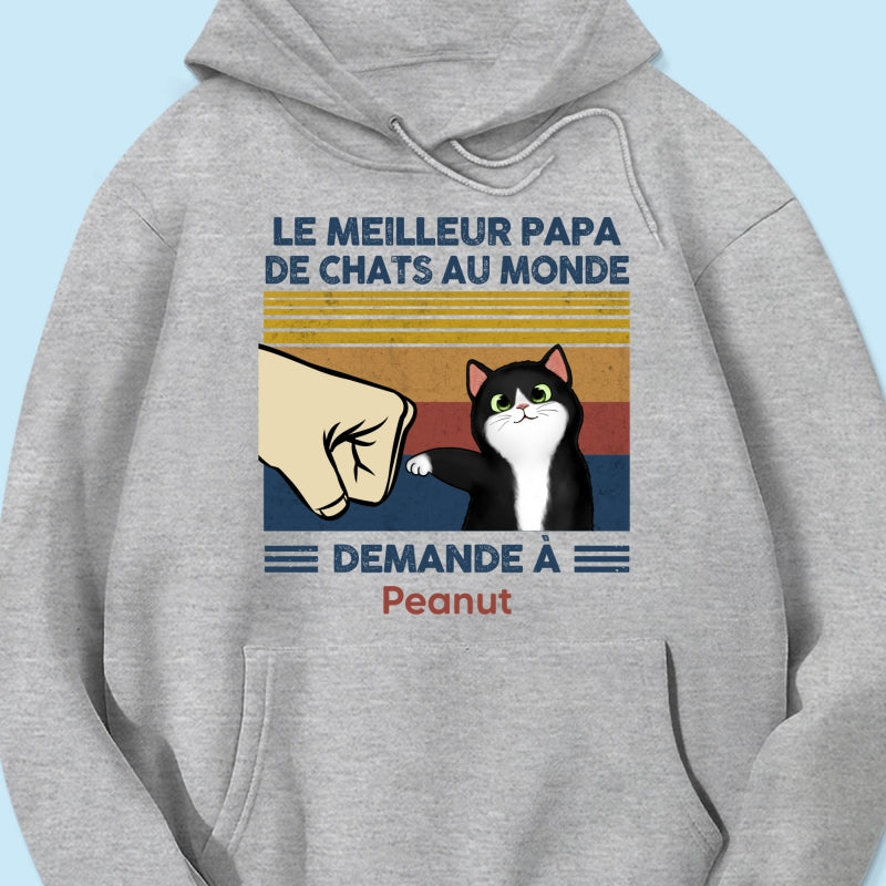 Cadeau parfait pour les papas de chats – T-shirt personnalis avec check de poing avec votre chat