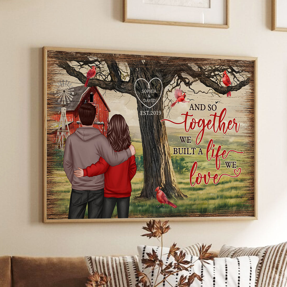 Personalized Couples Tree Large Farmhouse Poster Wall Art, Gift, Anniversary Gift For Couples, For Him, For Her