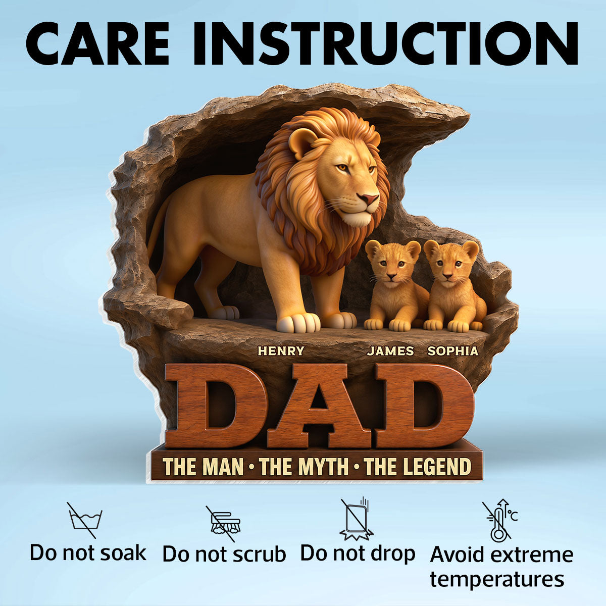 Lion Dad The Man The Myth The Legend - Personalized Acrylic Block Plaque - Cool Gift For Dad