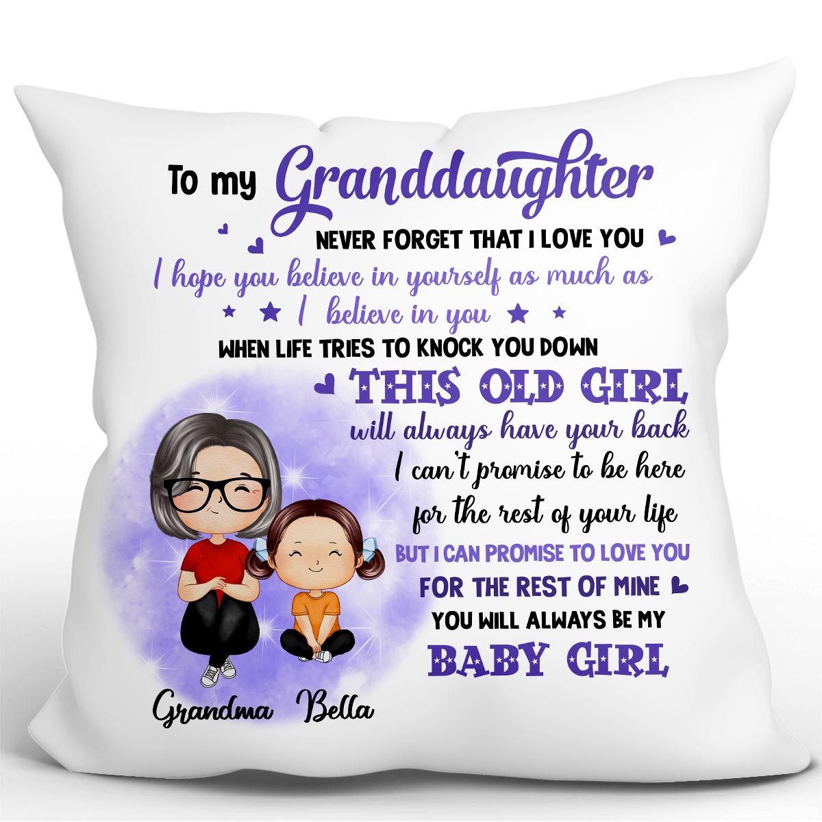 Watercolor Background To My Granddaughter Grandson Doll Grandma Grandkids Watercolor Style Gift For Grandchildren Personalized Pillow
