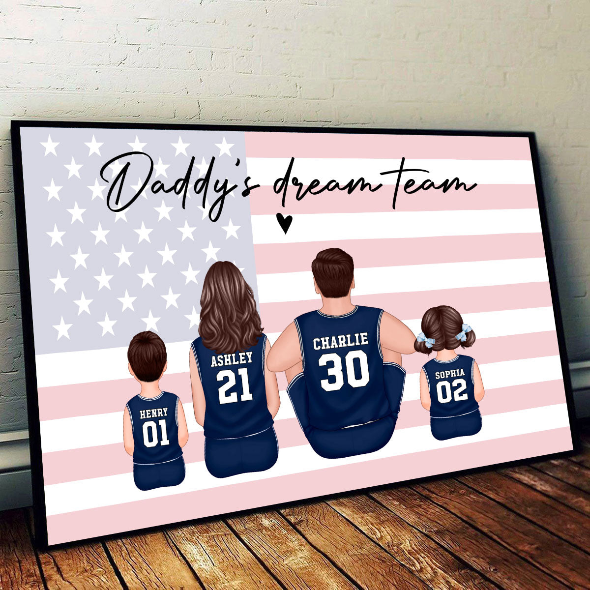 Basketball Team Personalized Family Poster Custom Gift for Dad Husband or Home Decor