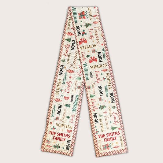 Family Name Word Christmas Theme - Personalized Fleece Scarf