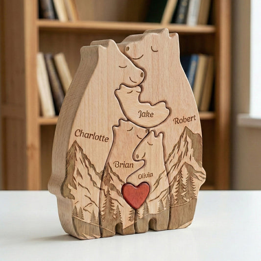 Father's Day Gifts, Family Bear Mountain Style Father's Day Gift For Him Bear Family Puzzle - Personalized Puzzle