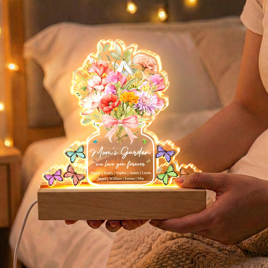Family Birth Flower Bouquet Flowers Gift For Mom, Grandma, Family - Personalized Night Light