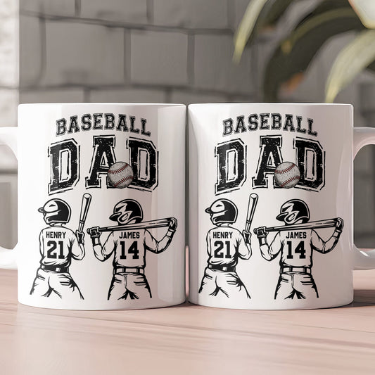 Father's Day Gifts, Father's Day Gifts, Baseball Dad, Daddy, Grandpa - Personalized Mug