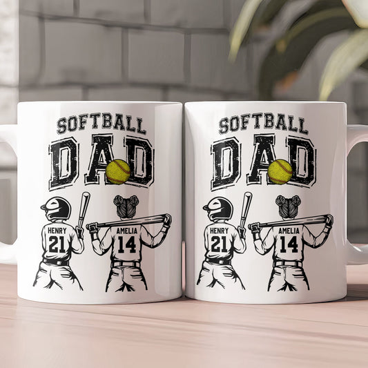 Father's Day Gifts, Father's Day Gifts, Softball Dad, Daddy, Grandpa - Personalized Mug
