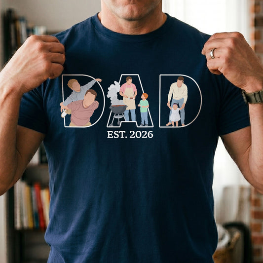 Father's Day Gift Custom Dad Portrait For Father, New Dad - Faceless Art - Personalized Shirt
