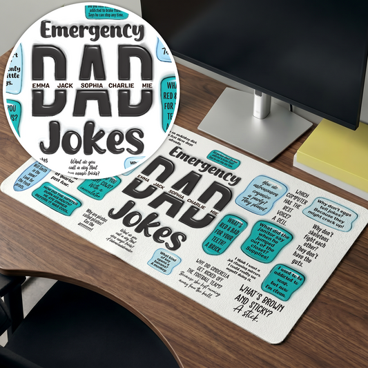 Father's Day Gifts, Father's Day Gifts, Emergency Dad Jokes - Personalized Desk Mat