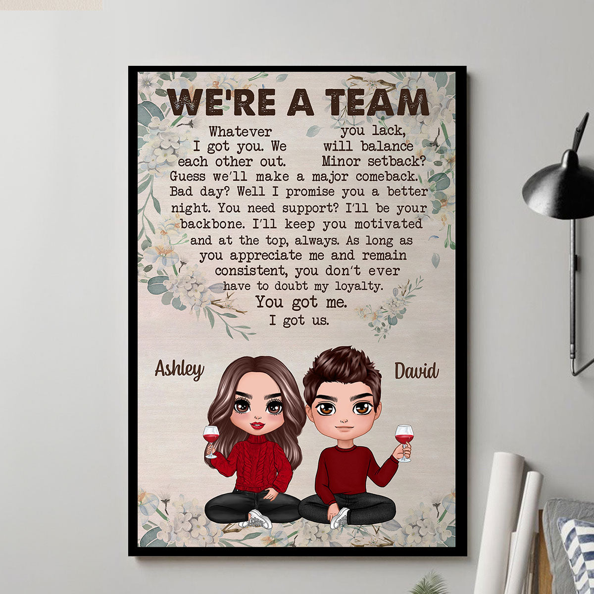 We‘re A Team Valentine’s Day Gift, Anniversary Gift For Him Gift For Her Personalized Vertical Poster