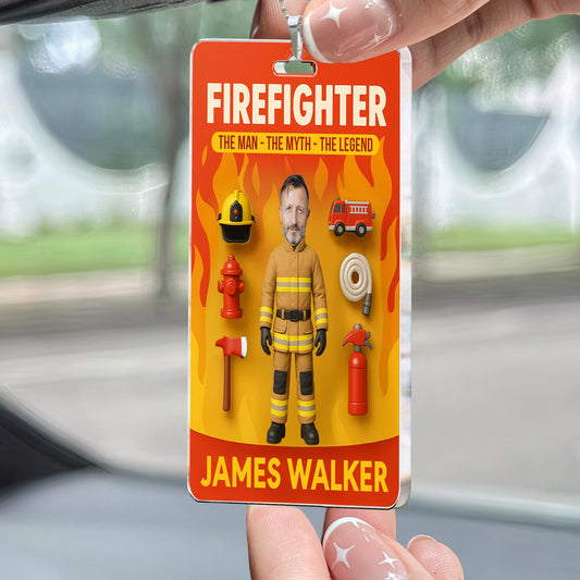 Father's Day Gifts, Firefighter The Man The Myth Legend - Personalized Photo Rear View Mirror Accessory