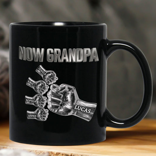 Father's Day Gifts, First Dad, Now Grandpa Metal Style - Personalized Mug
