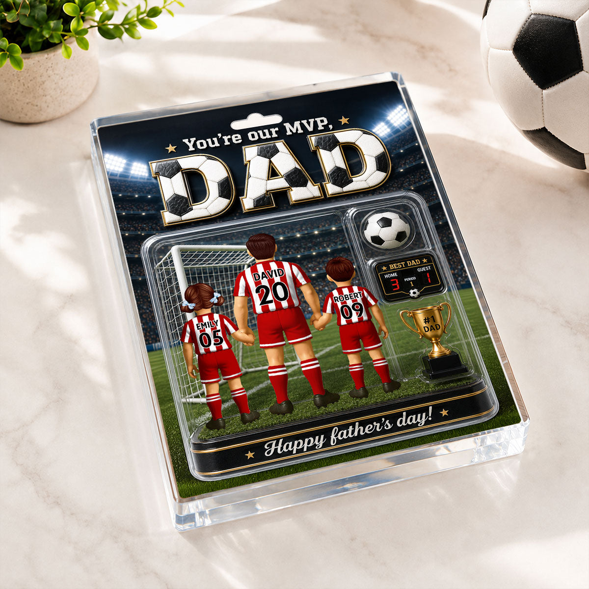 You Are Our MVP Soccer Dad, Custom Action Figure - Personalized Acrylic Block Plaque - Gift for Dad, Husband