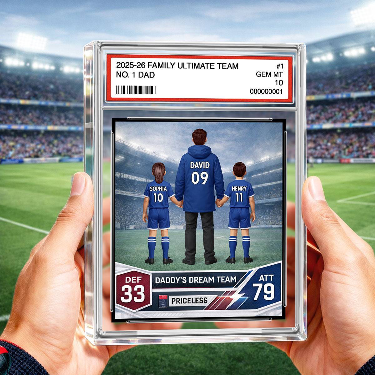 Our Match Of A Lifetime Trading Card - Personalised Acrylic Block Plaque - UK Gift For Football Dad