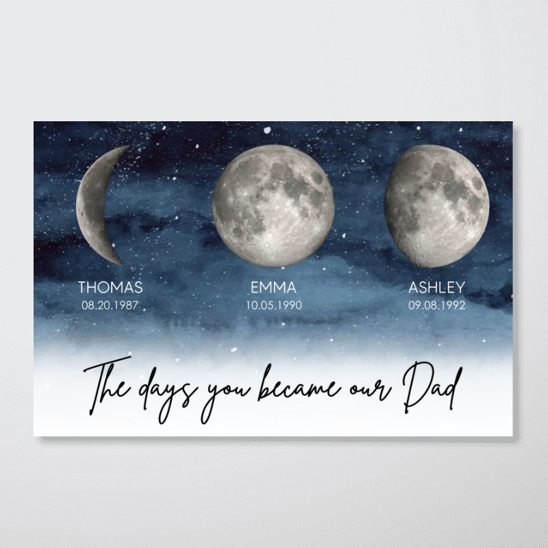 Starry Night Custom Birth Moon Phase The Days You Became Our Dad Personalized Poster, Father's Day Gift