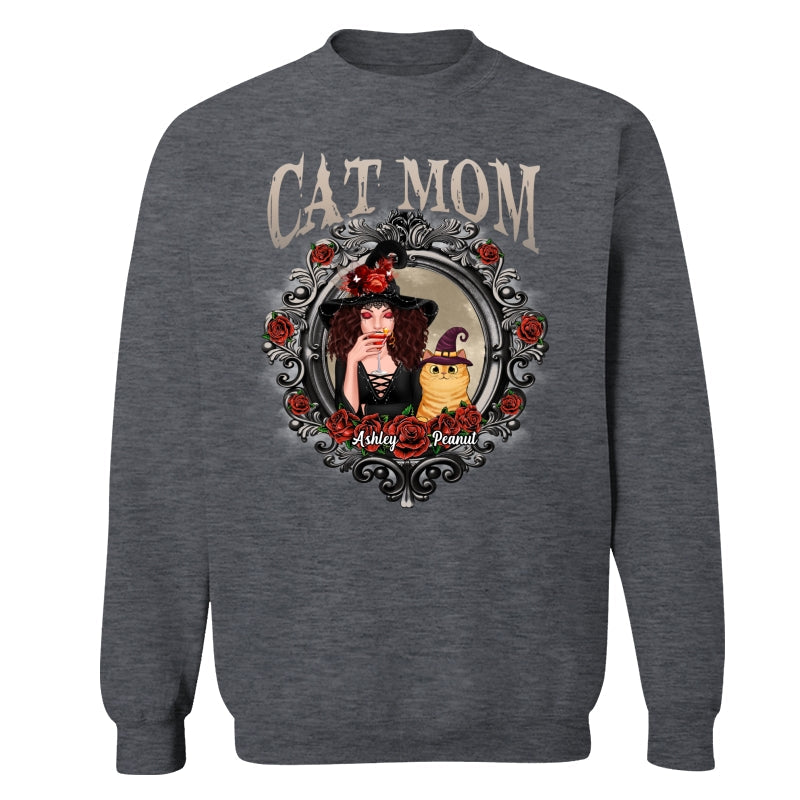Halloween Roses Mirror Cat Mom Witch Personalized Shirt