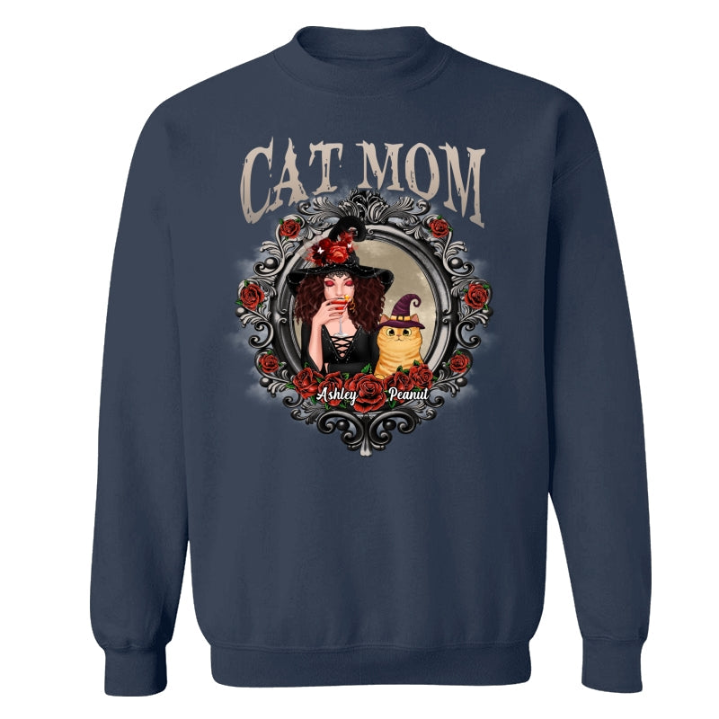 Halloween Roses Mirror Cat Mom Witch Personalized Shirt