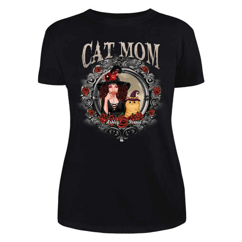 Halloween Roses Mirror Cat Mom Witch Personalized Shirt