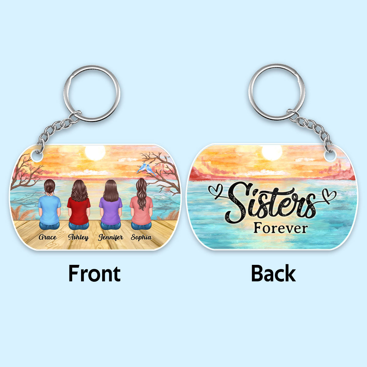 Life Is Better With Sisters Brothers Siblings Besties Personalized Acrylic Keychain