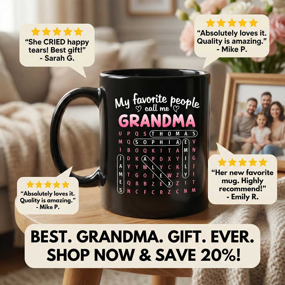 Favorite People Call Me Grandma Word Search Puzzle - Personalized Mug - Mother's Day Gift For Grandma