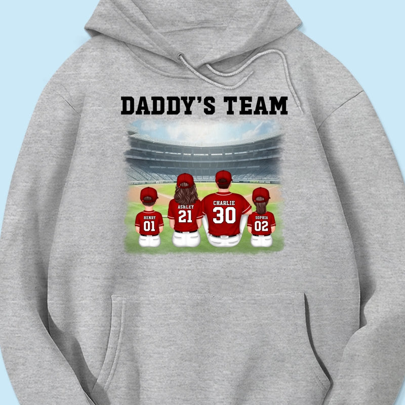 Daddy's Team Baseball Family Sitting Personalized Shirt, Father's Day Gift For Dad, Grandpa, Husband