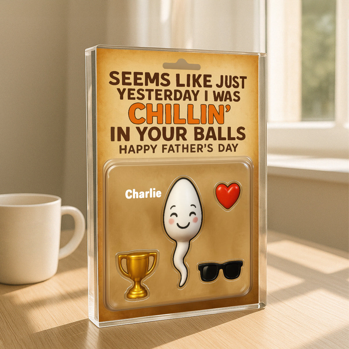 Seems Like We Were Chilling in your Balls Just Yesterday Dad, Customer Figure Personalized Acrylic Block Plaque, Gift for Dad, Gift for Husband