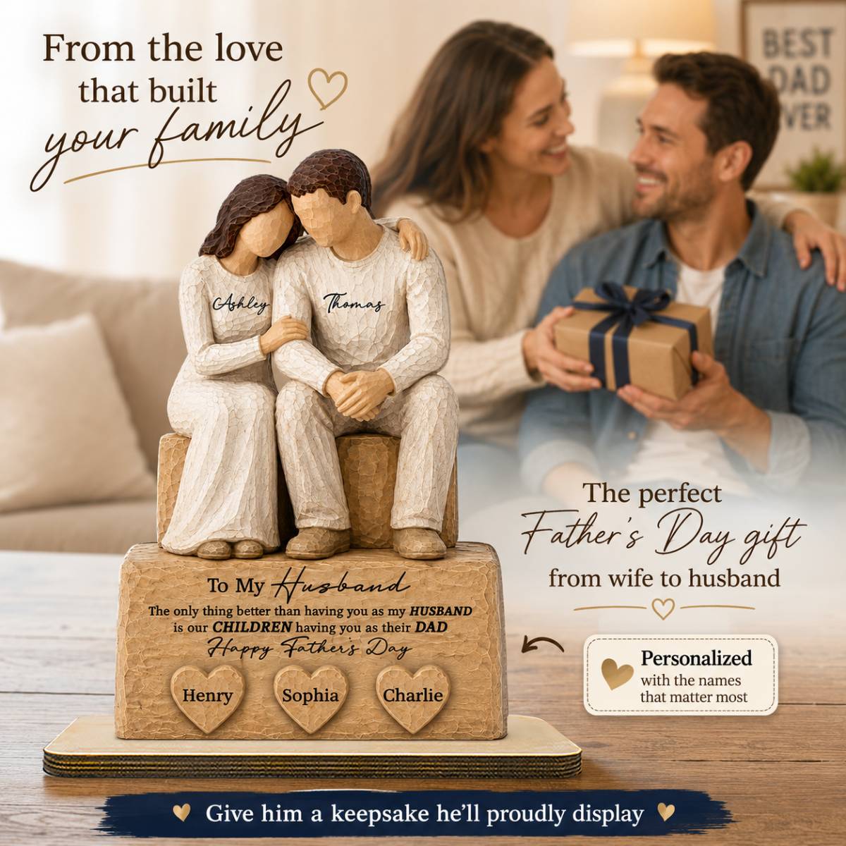Sentimental Rustic To My Husband The Only Thing - Personalized 2-Layered Wooden Plaque - Heartfelt Gift For Husband, Dad