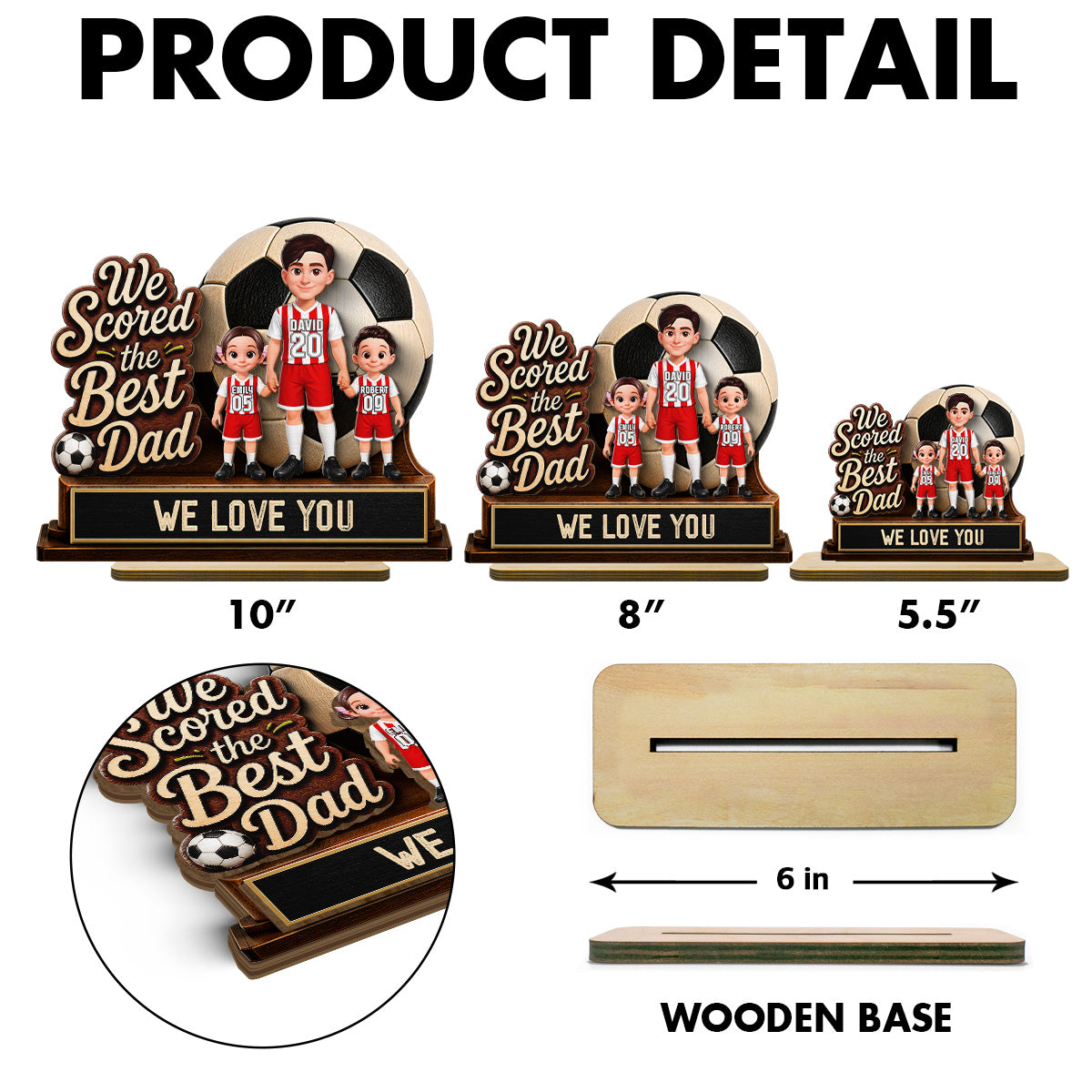 We Scored The Best Dad 2D Flat - Personalized 2-Layered Wooden Plaque - Gift For Soccer Dad, UK Football Dad