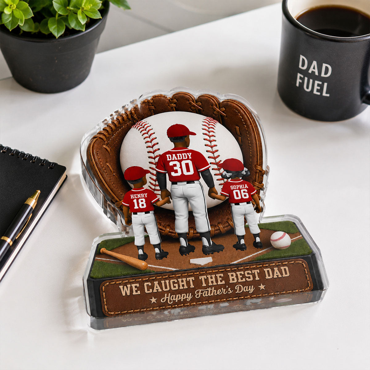 Baseball Dad Legend We Caught The Best Dad - Personalized Acrylic Block Plaque - Gift For Dad