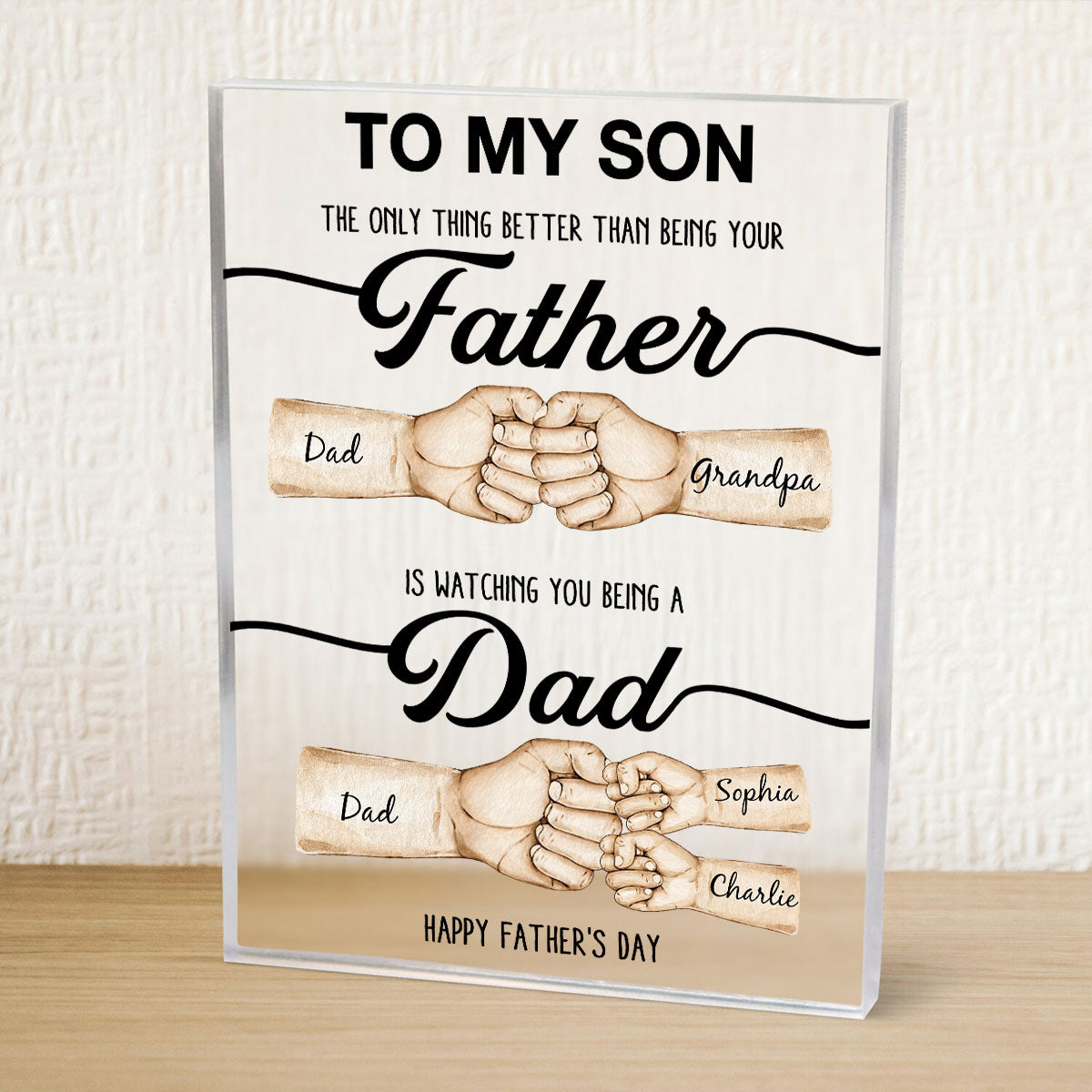 The Only Thing Better Than Being Your Father Fist Bump Personalized Acrylic Block, gift for Son from Dad