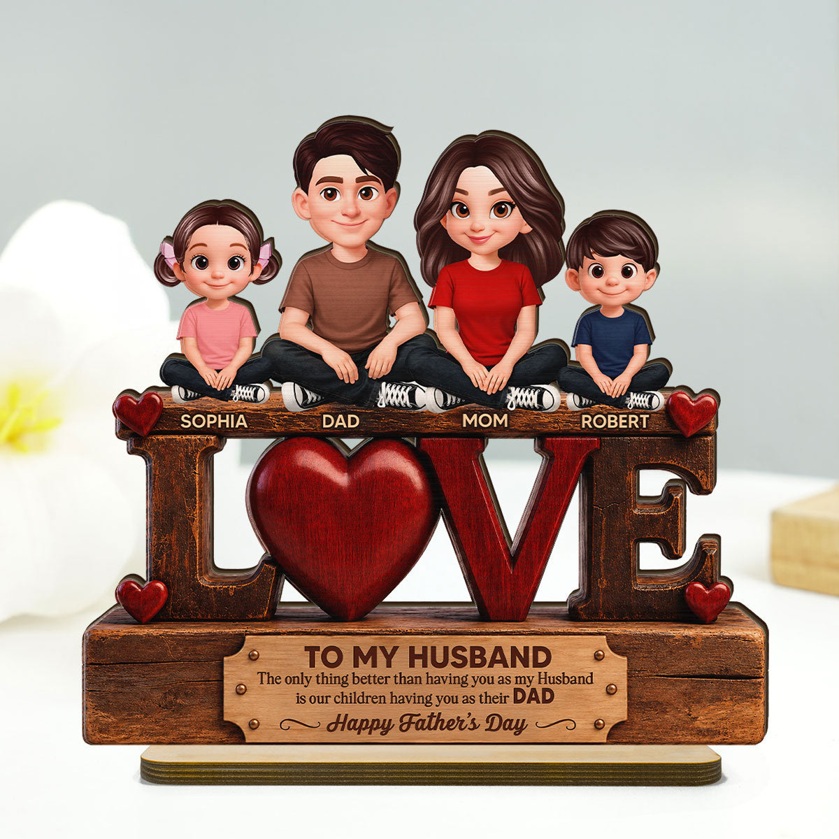 Forever Family Love To My Husband The Only Thing - Personalized 2-Layered Wooden Plaque - Gift For Husband, Dad