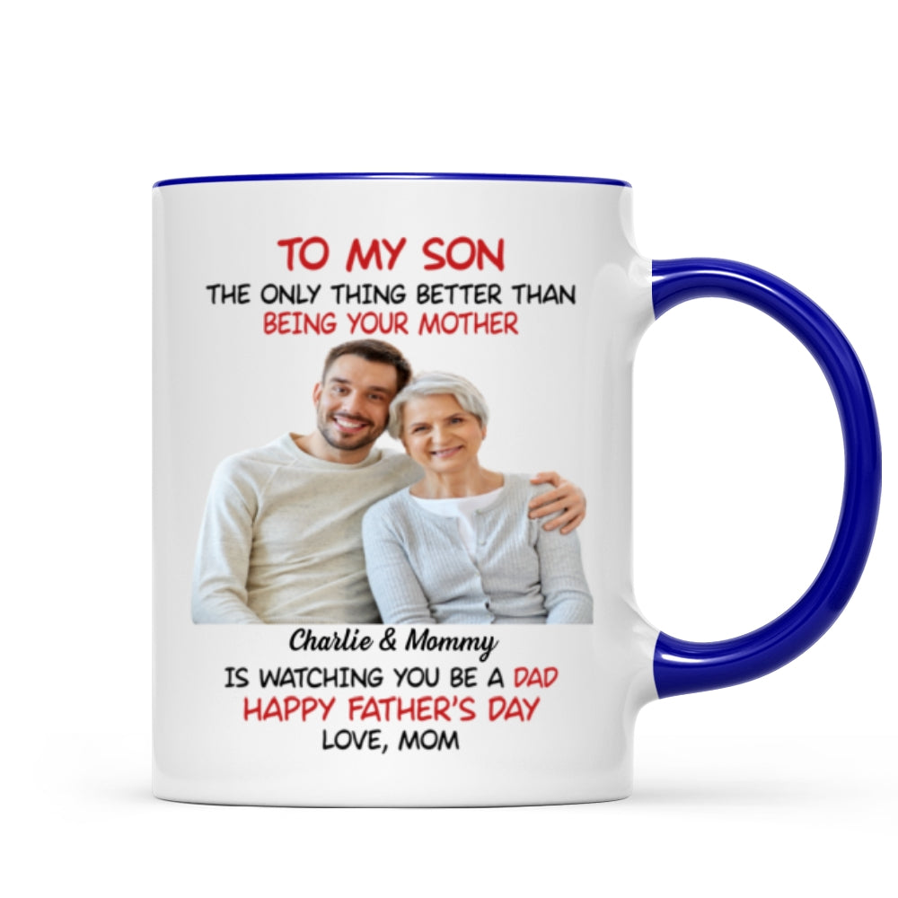 To My Son From Mom Happy Father‘s Day Photo Insert Personalized Mug