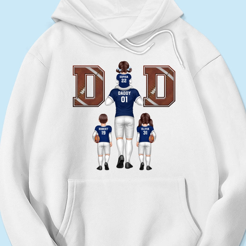American Football Dad Fan Piggy Back Personalized Shirt, Unique 2025 Father's Day Gift For Dad, For Grandpa, For Husband
