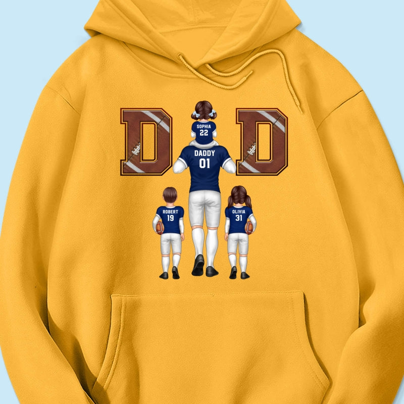 American Football Dad Fan Piggy Back Personalized Shirt, Unique 2025 Father's Day Gift For Dad, For Grandpa, For Husband