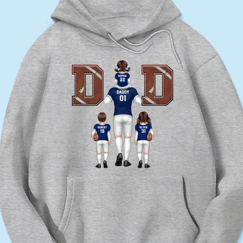American Football Dad Fan Piggy Back Personalized Shirt, Unique 2025 Father's Day Gift For Dad, For Grandpa, For Husband
