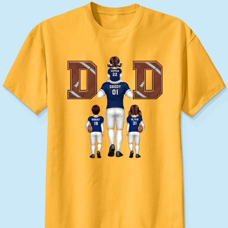 American Football Dad Fan Piggy Back Personalized Shirt, Unique 2025 Father's Day Gift For Dad, For Grandpa, For Husband