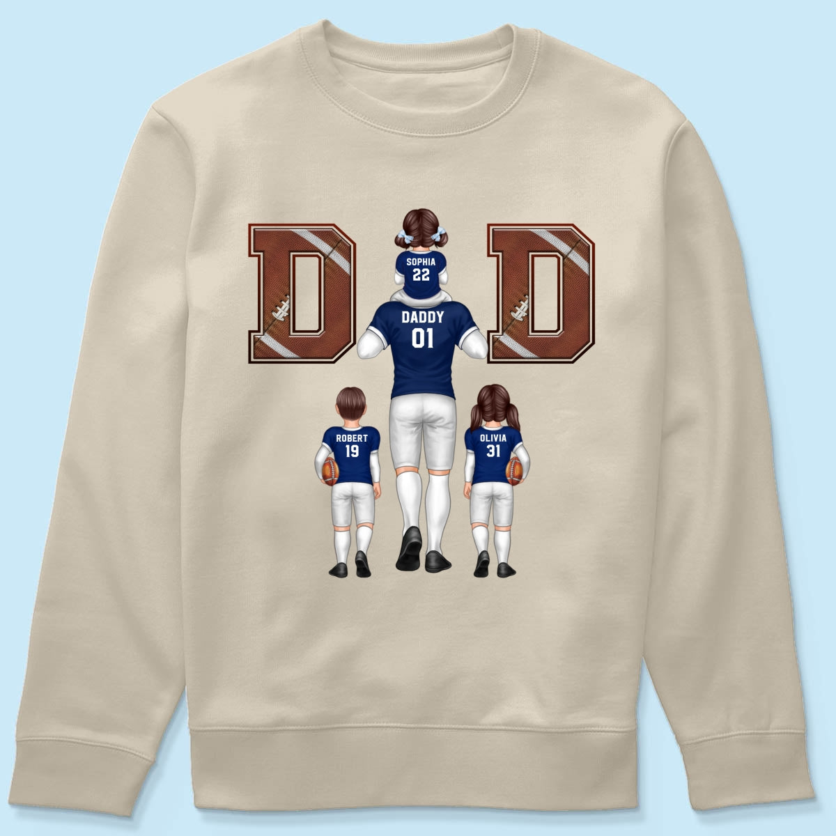 American Football Dad Fan Piggy Back Personalized Shirt, Unique 2025 Father's Day Gift For Dad, For Grandpa, For Husband