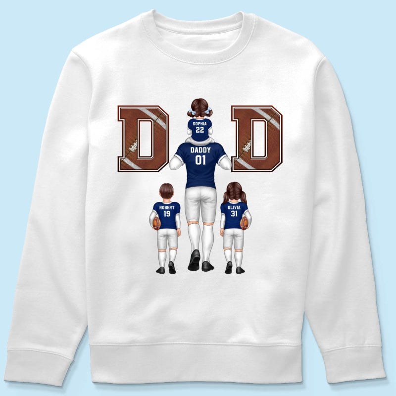 American Football Dad Fan Piggy Back Personalized Shirt, Unique 2025 Father's Day Gift For Dad, For Grandpa, For Husband