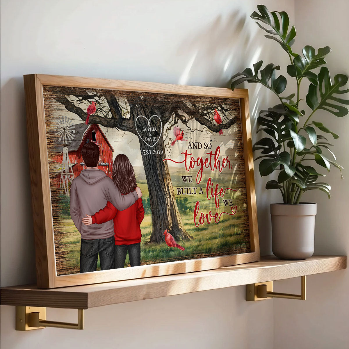 Personalized Couples Tree Large Farmhouse Poster Wall Art, Gift, Anniversary Gift For Couples, For Him, For Her