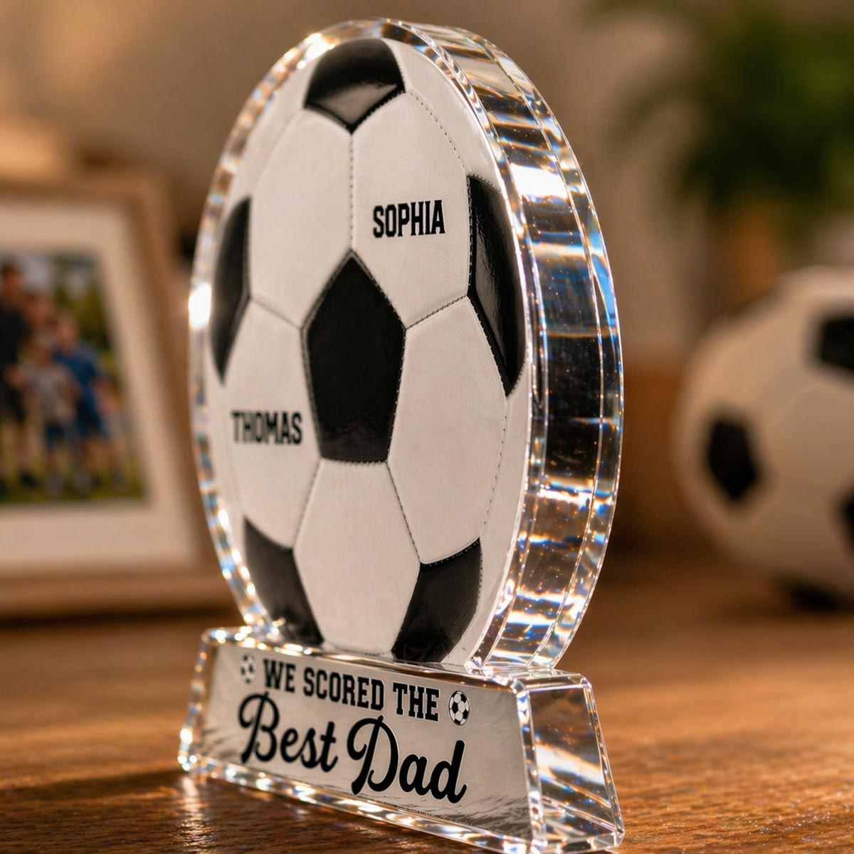 We Scored The Best Dad - Personalized Acrylic Block Plaque - Gift For Soccer Dad