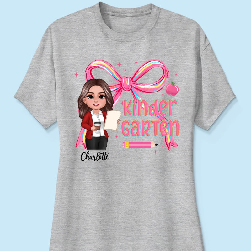 Preppy Style Pinky Teacher Custom Grade Personalized Shirt