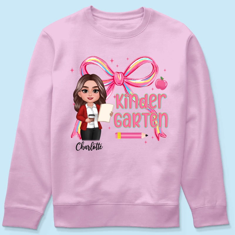 Preppy Style Pinky Teacher Custom Grade Personalized Shirt